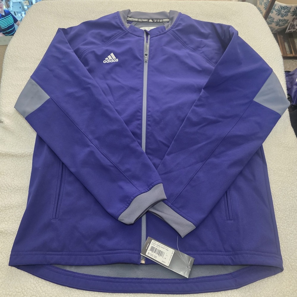 Adidas Dugout Warm Collegiate Purple Retro Windbreaker Sports Jacket Full Zip M